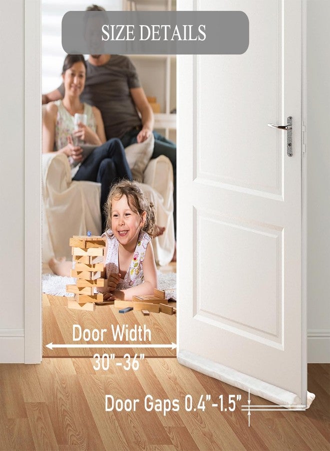 GDHOMM Door Draft Stopper, Weather Stripping Door Seal Adjustable 30"-36" Bottom Gap Filler, Blocks Noise, Cold Air & Light, White - Image 3